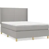 Syfax Cama box spring con colchón tela gris claro 140x190 cm