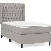 Syfax Cama box spring con colchón tela gris claro 90x190 cm