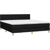 Syfax Cama box spring con colchón tela negro 160x200 cm