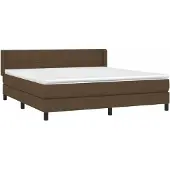 Syfax Cama box spring con colchón tela marrón oscuro 180x200 cm