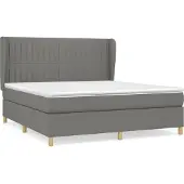 Syfax Cama box spring con colchón tela gris oscuro 180x200 cm