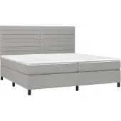 Syfax Cama box spring con colchón tela gris claro 200x200 cm