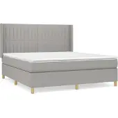Syfax Cama box spring con colchón tela gris claro 180x200 cm