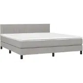 Syfax Cama box spring con colchón tela gris claro 180x200 cm