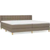 Syfax Cama box spring con colchón tela gris taupe 180x200 cm
