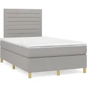 Syfax Cama box spring con colchón tela gris claro 120x200 cm