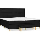 Syfax Cama box spring con colchón tela negro 200x200 cm