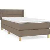 Syfax Cama box spring con colchón tela gris taupe 90x200 cm