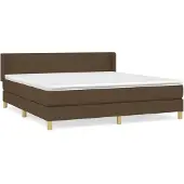 Syfax Cama box spring con colchón tela marrón oscuro 180x200 cm