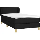 Syfax Cama box spring con colchón tela negro 100x200 cm