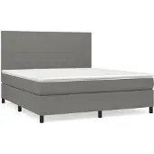 Syfax Cama box spring con colchón tela gris oscuro 160x200 cm