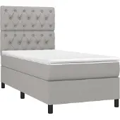 Syfax Cama box spring con colchón tela gris claro 80x200 cm