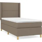 Syfax Cama box spring con colchón tela gris taupe 100x200 cm