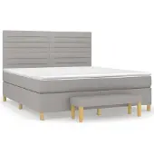 Syfax Cama box spring con colchón tela gris claro 180x200 cm