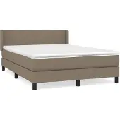 Syfax Cama box spring con colchón tela gris taupe 140x200 cm