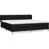 Syfax Cama box spring con colchón tela negro 200x200 cm