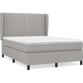 Syfax Cama box spring con colchón tela gris claro 140x200 cm