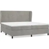 Syfax Cama box spring con colchón terciopelo gris claro 200x200 cm