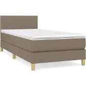 Syfax Cama box spring con colchón tela gris taupe 80x200 cm