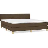 Syfax Cama box spring con colchón tela marrón oscuro 180x200 cm