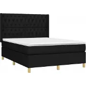 Syfax Cama box spring con colchón tela negro 140x200 cm