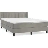 Syfax Cama box spring con colchón terciopelo gris claro 140x190 cm