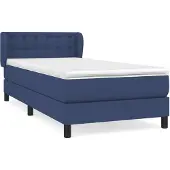 Syfax Cama box spring con colchón tela azul 100x200 cm