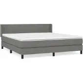 Syfax Cama box spring con colchón tela gris oscuro 180x200 cm
