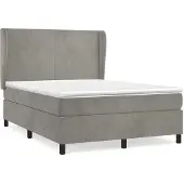 Syfax Cama box spring con colchón terciopelo gris claro 140x200 cm