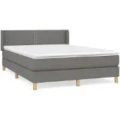 Syfax Cama box spring con colchón tela gris oscuro 140x200 cm
