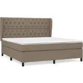 Syfax Cama box spring con colchón tela gris taupe 160x200 cm