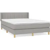 Syfax Cama box spring con colchón tela gris claro 140x200 cm