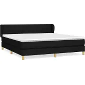 Syfax Cama box spring con colchón tela negro 180x200 cm