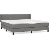 Syfax Cama box spring con colchón tela gris oscuro 180x200 cm