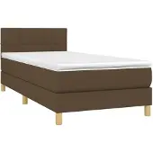 Syfax Cama box spring con colchón tela marrón oscuro 90x200 cm