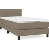 Syfax Cama box spring con colchón tela gris taupe 90x200 cm