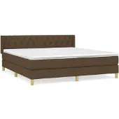 Syfax Cama box spring con colchón tela marrón oscuro 160x200 cm