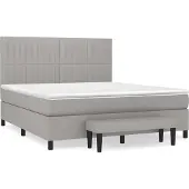 Syfax Cama box spring con colchón tela gris claro 180x200 cm