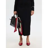 Selected Mezcla De Viscosa Falda Midi Mujeres Negro L
