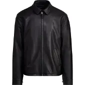 Ralph Lauren para hombre. 710671431001 Chaqueta de Piel Lisa negro (S), Casual, Manga larga, outlet 2026.