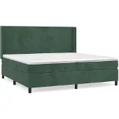 Syfax Cama box spring con colchón terciopelo verde oscuro 200x200 cm