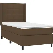 Syfax Cama box spring con colchón tela marrón oscuro 100x200 cm