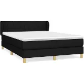 Syfax Cama box spring con colchón tela negro 140x200 cm