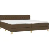 Syfax Cama box spring con colchón tela marrón oscuro 200x200 cm