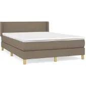 Syfax Cama box spring con colchón tela gris taupe 140x200 cm