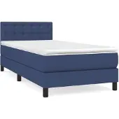 Syfax Cama box spring con colchón tela azul 90x200 cm