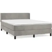 Syfax Cama box spring con colchón terciopelo gris claro 140x200 cm