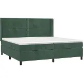 Syfax Cama box spring con colchón terciopelo verde oscuro 200x200 cm