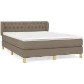 Syfax Cama box spring con colchón tela gris taupe 140x190 cm