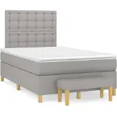 Syfax Cama box spring con colchón tela gris claro 120x200 cm